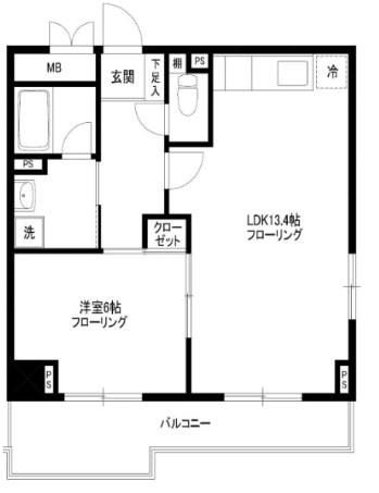 シュールヴィラージュ(1LDK/4階)の間取り写真