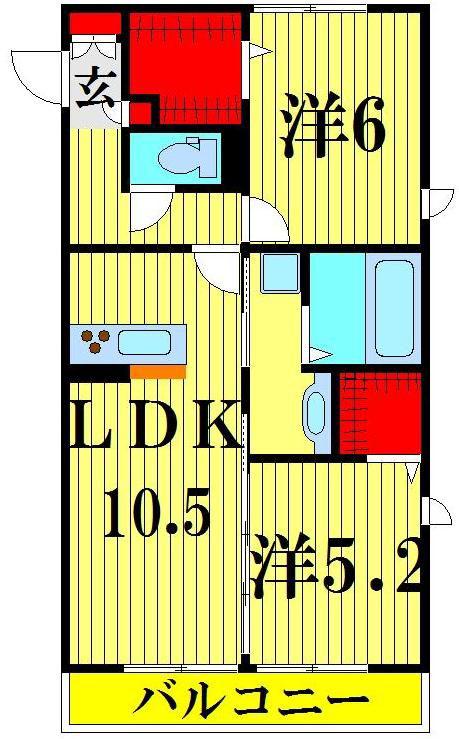 ロイジェントパークス レイクタウン Q(2LDK/1階)の間取り写真