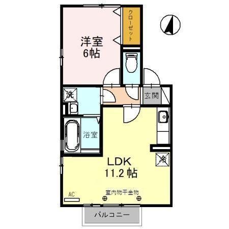 クレール森田B(1LDK/2階)の間取り写真
