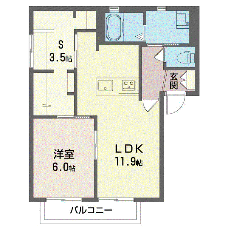 プレジオ北上尾C(1LDK/2階)の間取り写真