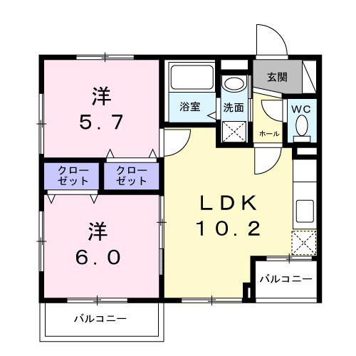 ベラシティ(2LDK/3階)の間取り写真