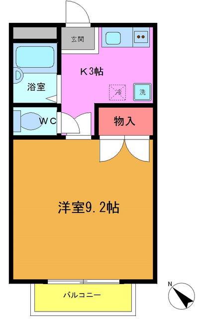 アムール石橋(1K/2階)の間取り写真
