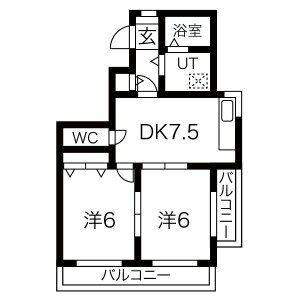 マウントセブン小西(2DK/2階)の間取り写真