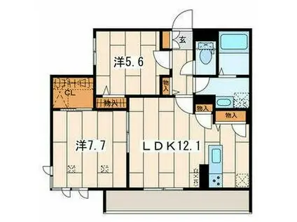 ミュールブランⅠ(2LDK/2階)の間取り写真