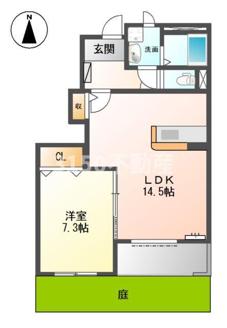 ネオ徳田A(1LDK/1階)の間取り写真