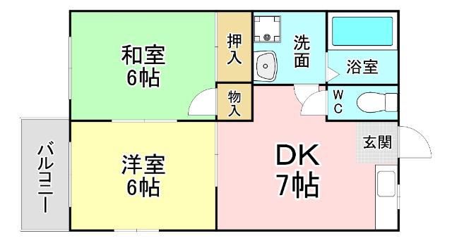 ハイツALEX(2DK/1階)の間取り写真
