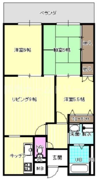 マンション新屋(3LDK/3階)の間取り写真