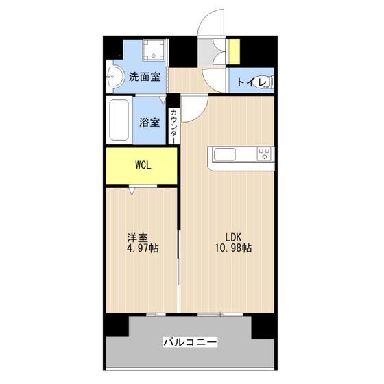 LIBTH南熊本駅(1LDK/2階)の間取り写真