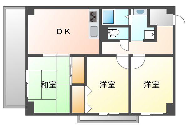 日新ビル(3DK/6階)の間取り写真