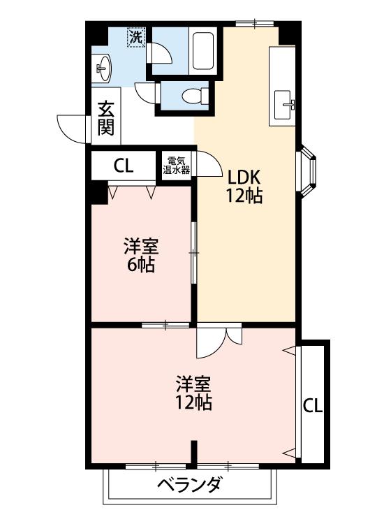 コンフォートフカヤ(2LDK/1階)の間取り写真
