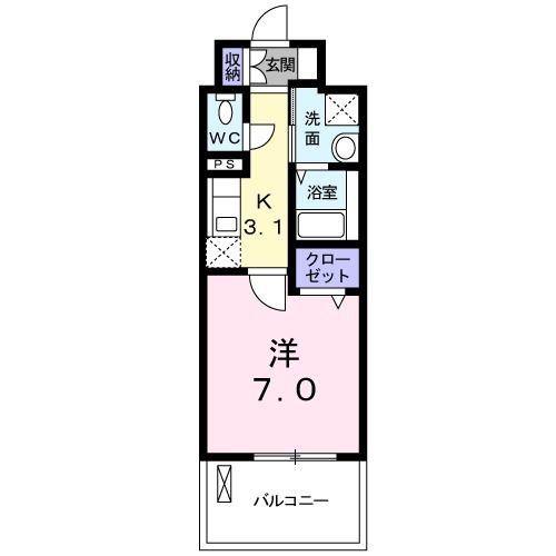 ユニゾンスクエア(1K/5階)の間取り写真