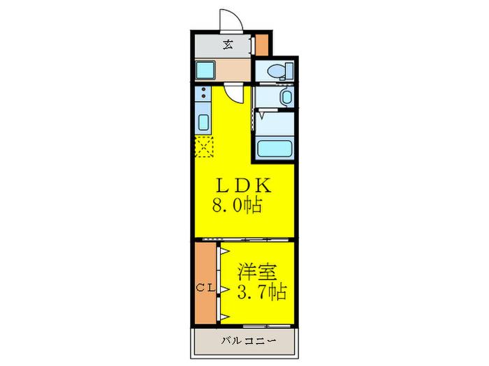 クローバーメゾン江坂(1LDK/7階)の間取り写真