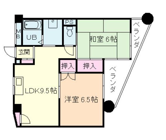 マンション春秋(2LDK/3階)の間取り写真