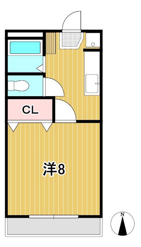 メゾンシンフォニー(1K/2階)の間取り写真