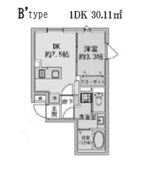FABRIC蒲田ウエスト RESIDENCE(1DK/3階)の間取り写真