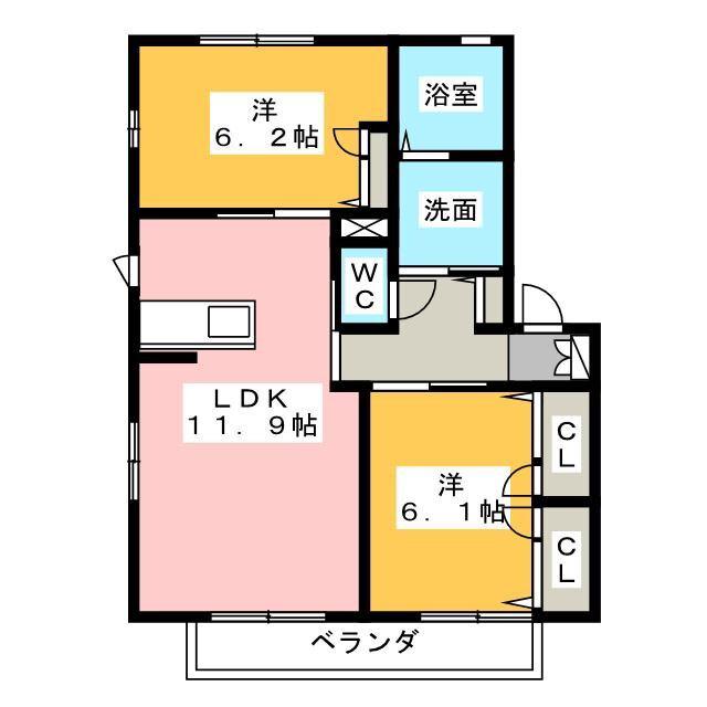 MAST TOWN 愛野 B(2LDK/2階)の間取り写真