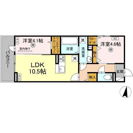 D-ROOM 369(2LDK/2階)の間取り写真