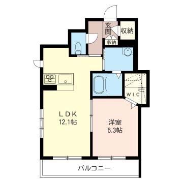 アルフラット武蔵浦和(1LDK/1階)の間取り写真