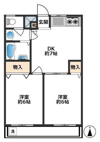 メゾンかいざか(2DK/3階)の間取り写真