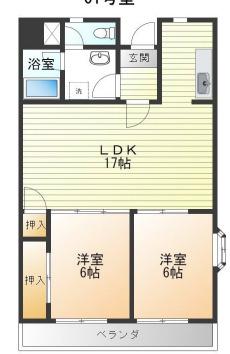 ハピネス48(2LDK/2階)の間取り写真