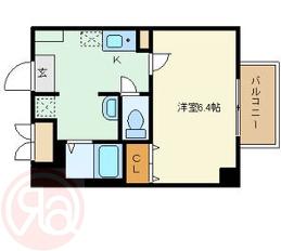 みおつくし西なんば(1K/6階)の間取り写真