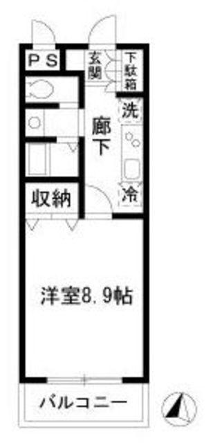 PALAZZO 石神井公園(1K/2階)の間取り写真
