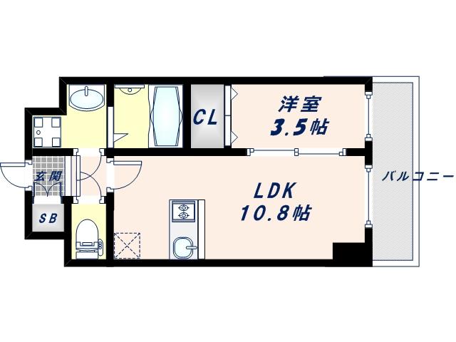 エスリード難波 THE FIRST(1LDK/12階)の間取り写真