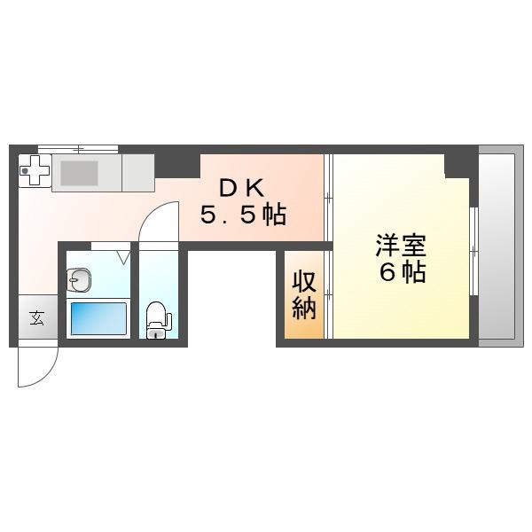 山小町ビル(1DK/3階)の間取り写真