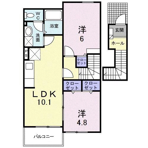 フェアリーヒルズ壱番館(2LDK/2階)の間取り写真