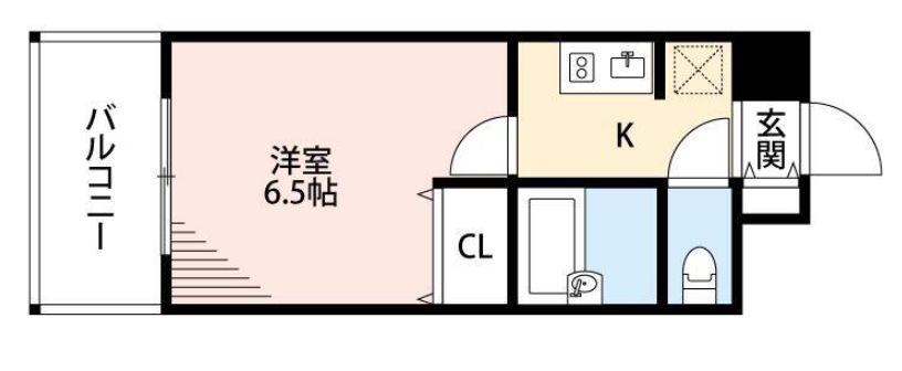 パルコート海神(1K/4階)の間取り写真