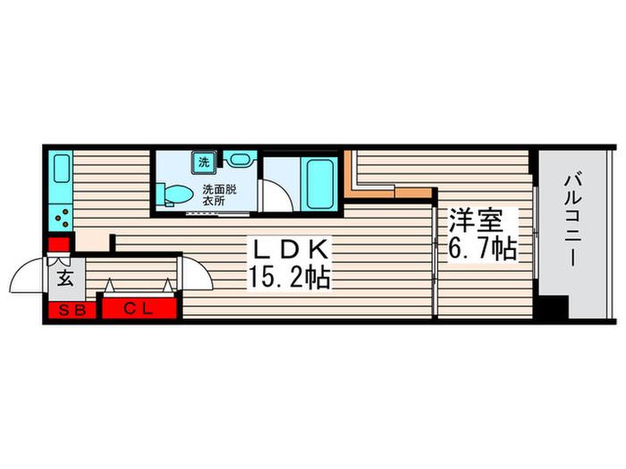 ロイヤルパークス西新井(1LDK/7階)の間取り写真
