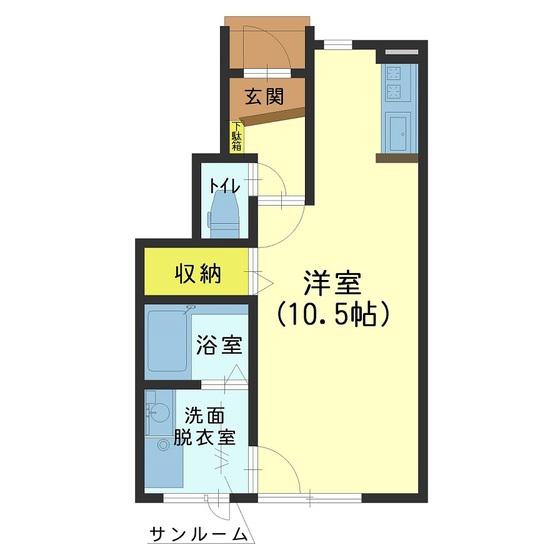 ショコラティエ(ワンルーム/1階)の間取り写真