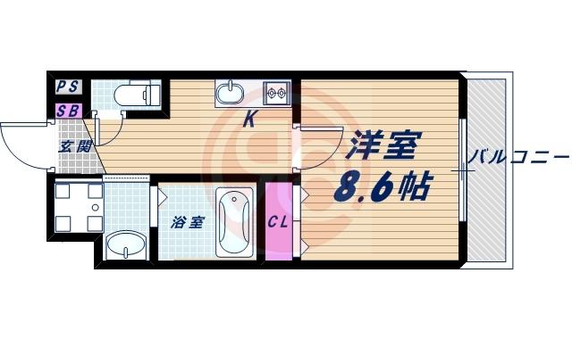 ウエストコクーン阿倍野(1K/4階)の間取り写真