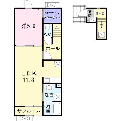 スマイル ミライ(1LDK/2階)の間取り写真