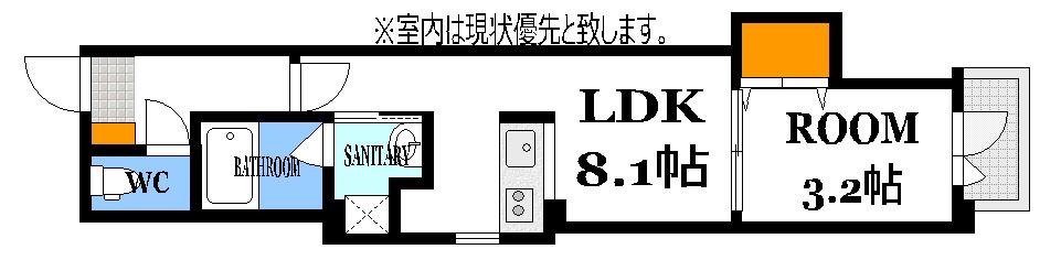 LIFEMENT GLANZ YOKOGAWA(1LDK/3階)の間取り写真