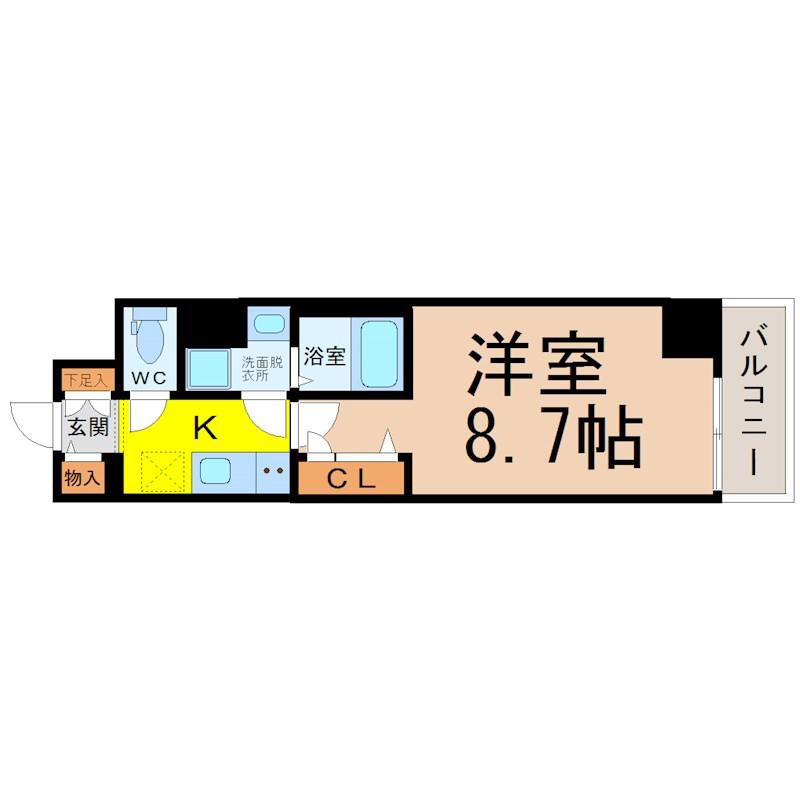 メイクス上前津IV(1K/2階)の間取り写真