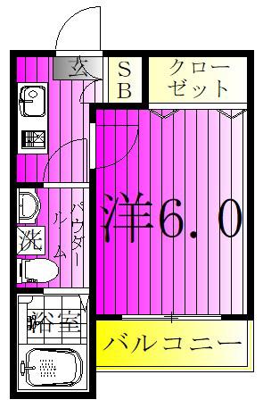 ベルメント陣屋前C(1K/2階)の間取り写真