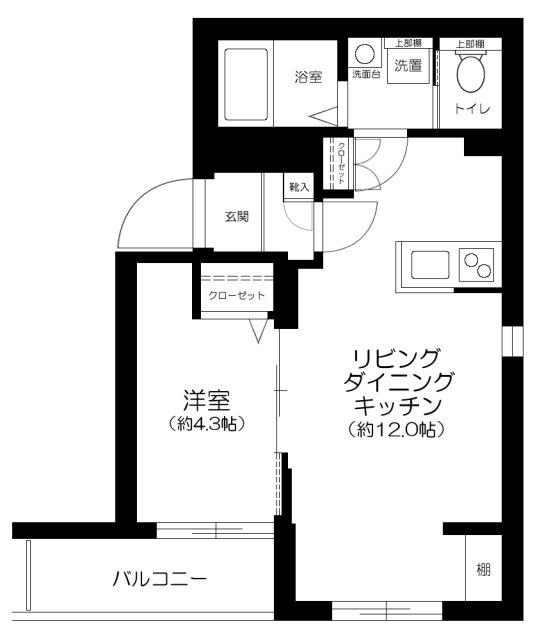 THE RESIDENCE NIHONBASHI(1LDK/4階)の間取り写真