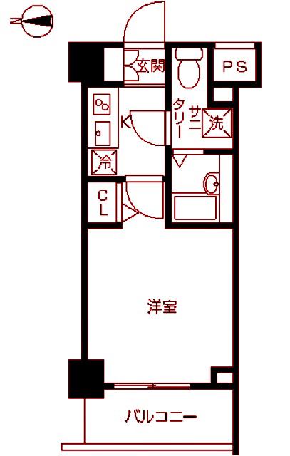 スカイコート川崎西口(1K/6階)の間取り写真