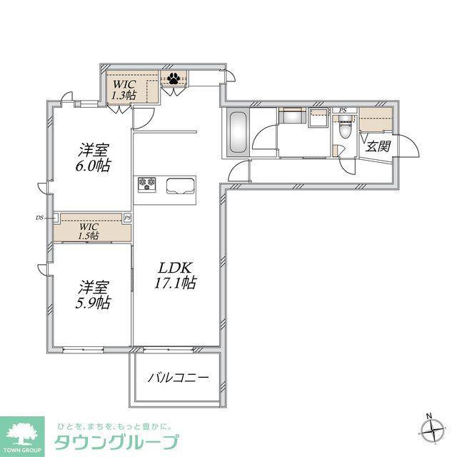 JUMEAUX 北館(2LDK/2階)の間取り写真