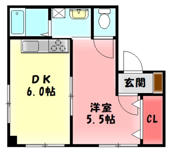 船本ビル(1DK/3階)の間取り写真