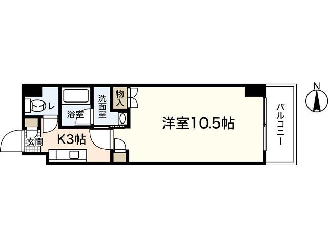 エイトバレー鈴が台(1K/4階)の間取り写真