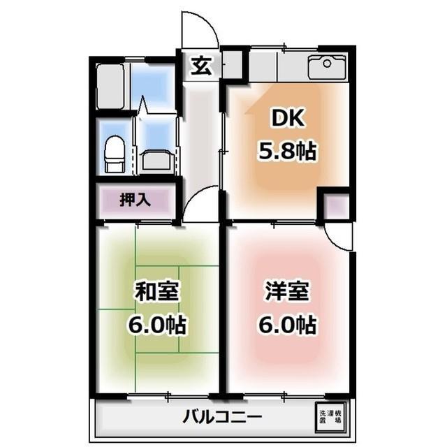 コーポシブヤ(2DK/1階)の間取り写真