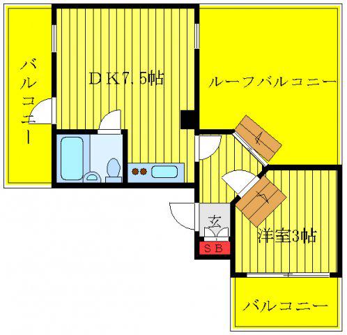 イルメーゼ(1DK/5階)の間取り写真