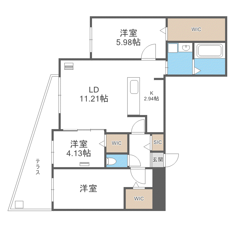 SーPRIME新札幌(3LDK/1階)の間取り写真