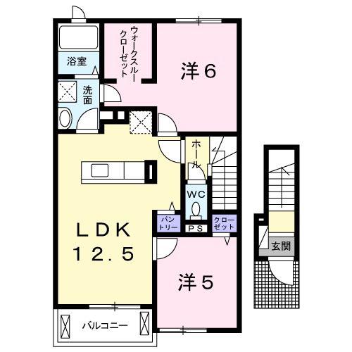 ESTATOIーI(2LDK/2階)の間取り写真