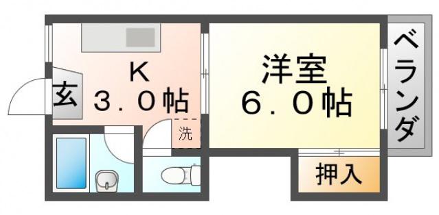 ナオミハイツ2(1K/2階)の間取り写真