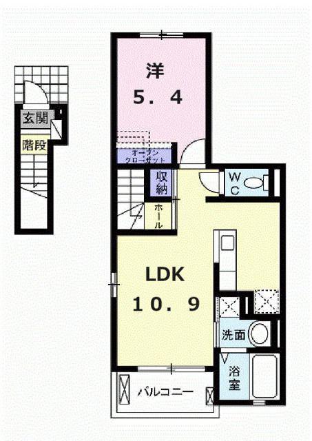 プロムナードII(1LDK/2階)の間取り写真