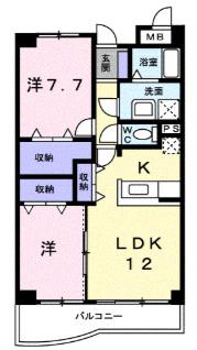 セントラルパーク(2LDK/2階)の間取り写真
