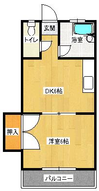 第2分健ビル(1DK/3階)の間取り写真